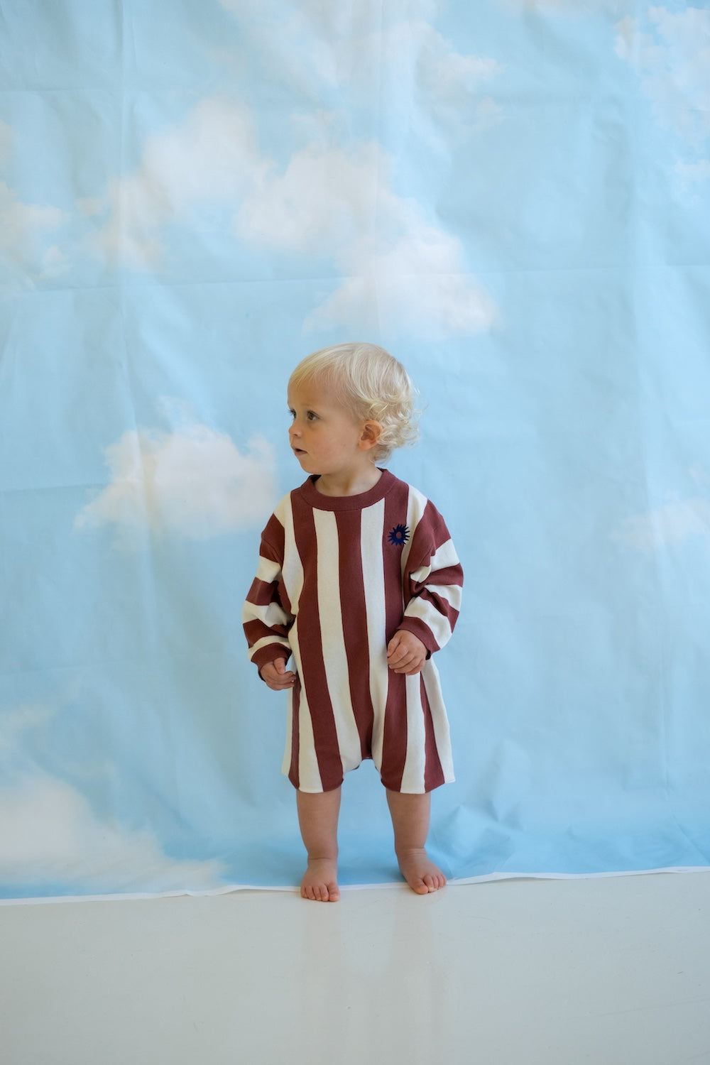Grown - Organic Knitted Stripe Romper Maroon