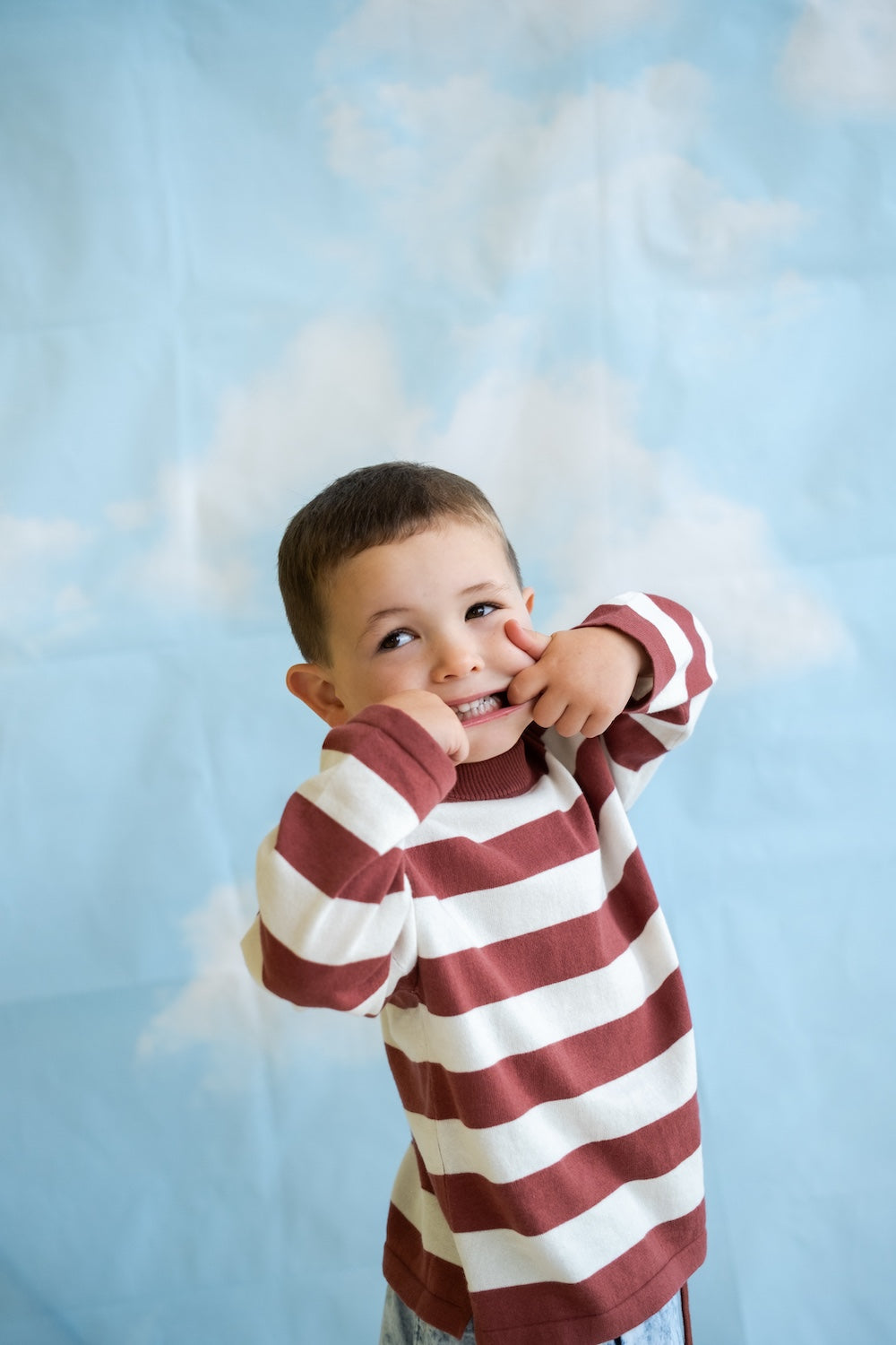Grown - Organic Knitted Striped LS Tee Maroon