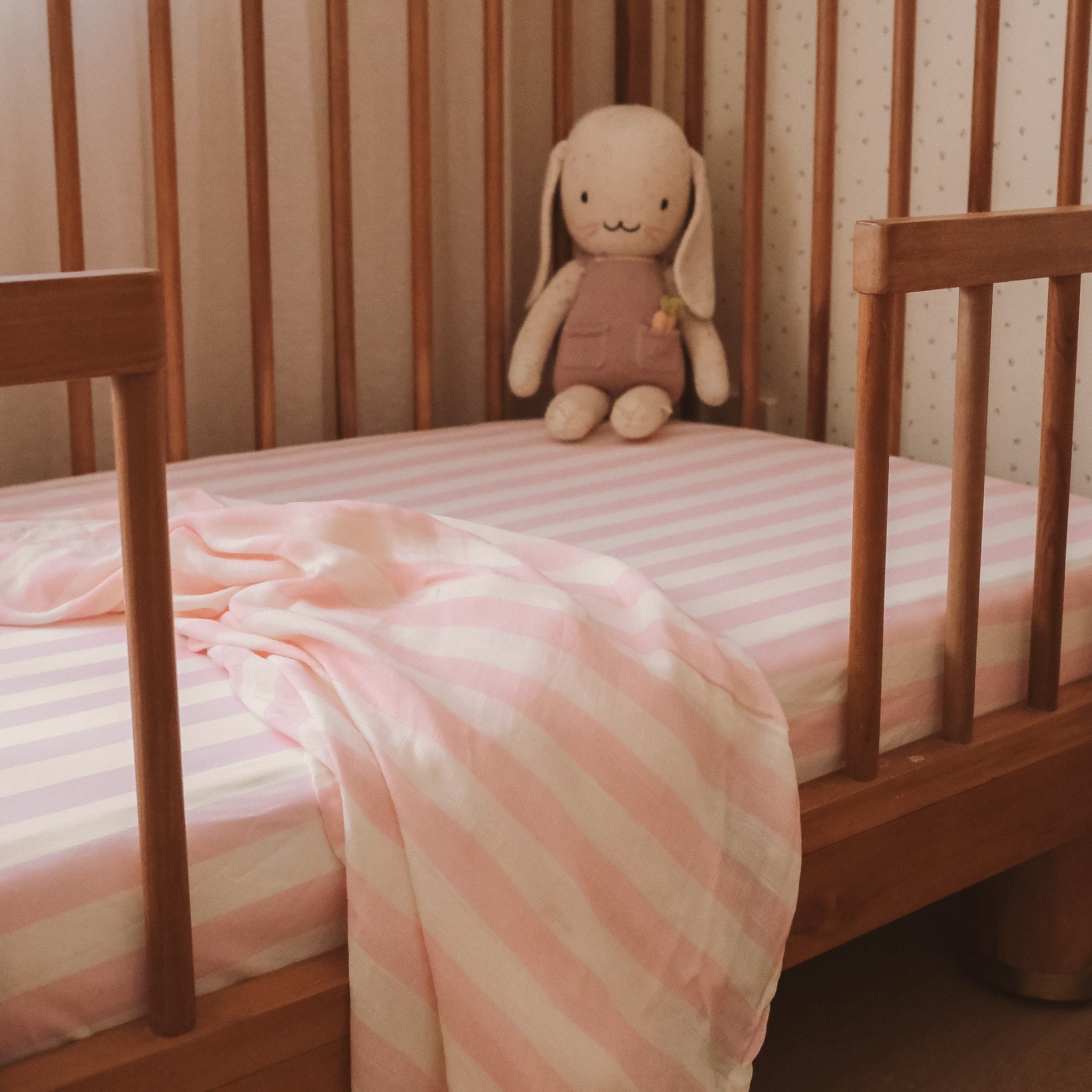 Fox & Fallow - Petal Stripe Organic Fitted Cot Sheet