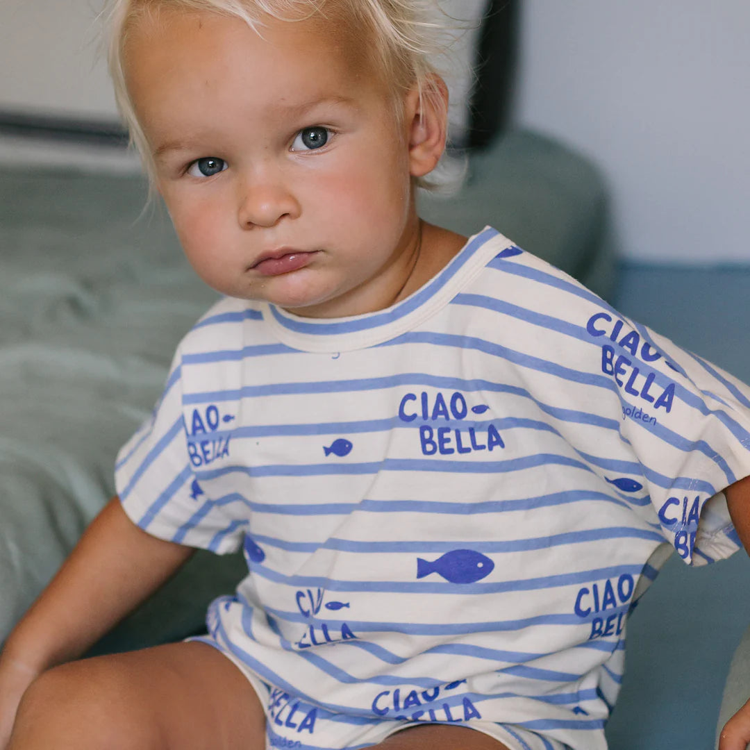 Golden Children - Ciao Bella Pesci Playsuit Buttercream Stripe