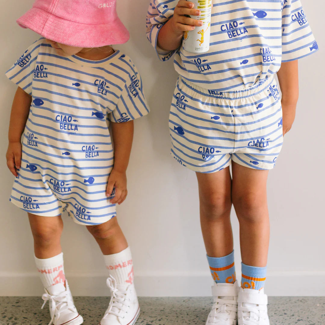 Golden Children - Ciao Bella Pesci Playsuit Buttercream Stripe