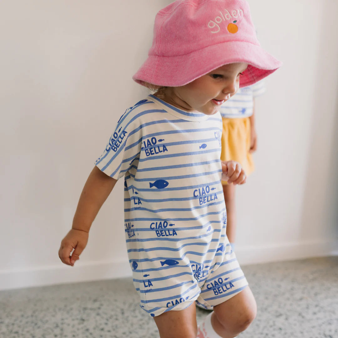 Golden Children - Ciao Bella Pesci Playsuit Buttercream Stripe