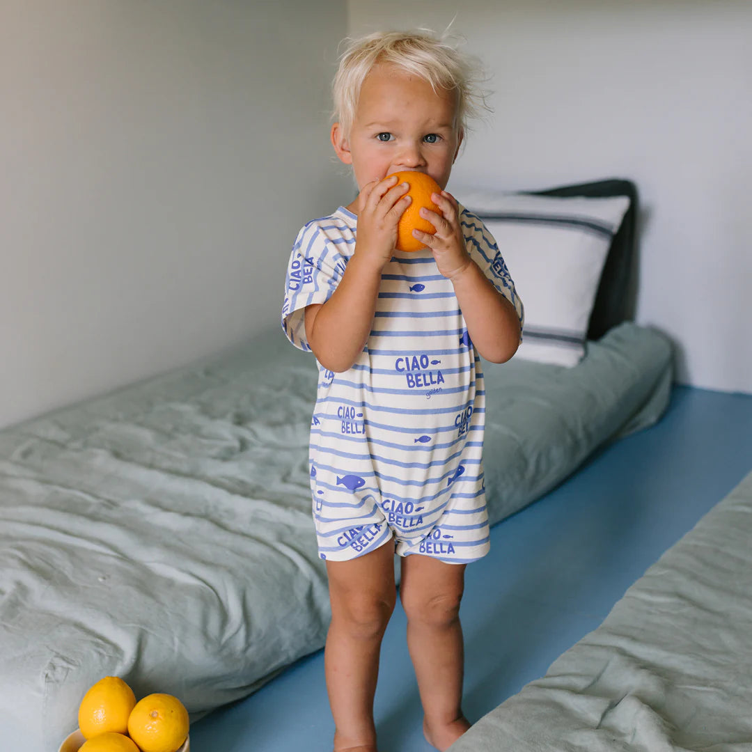 Golden Children - Ciao Bella Pesci Playsuit Buttercream Stripe