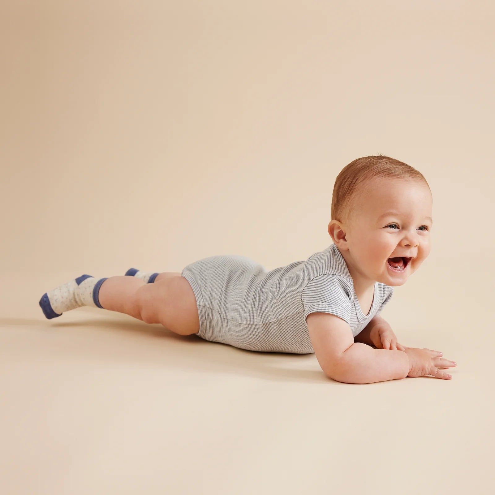 Wilson & Frenchy - Organic Stripe Rib Bodysuit Rain Drop