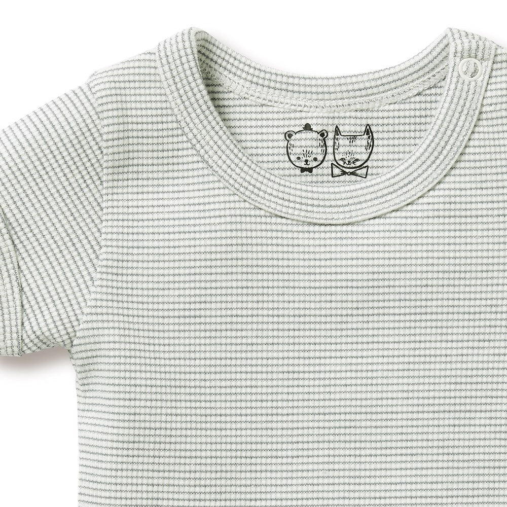 Wilson & Frenchy - Organic Stripe Rib Bodysuit Fern