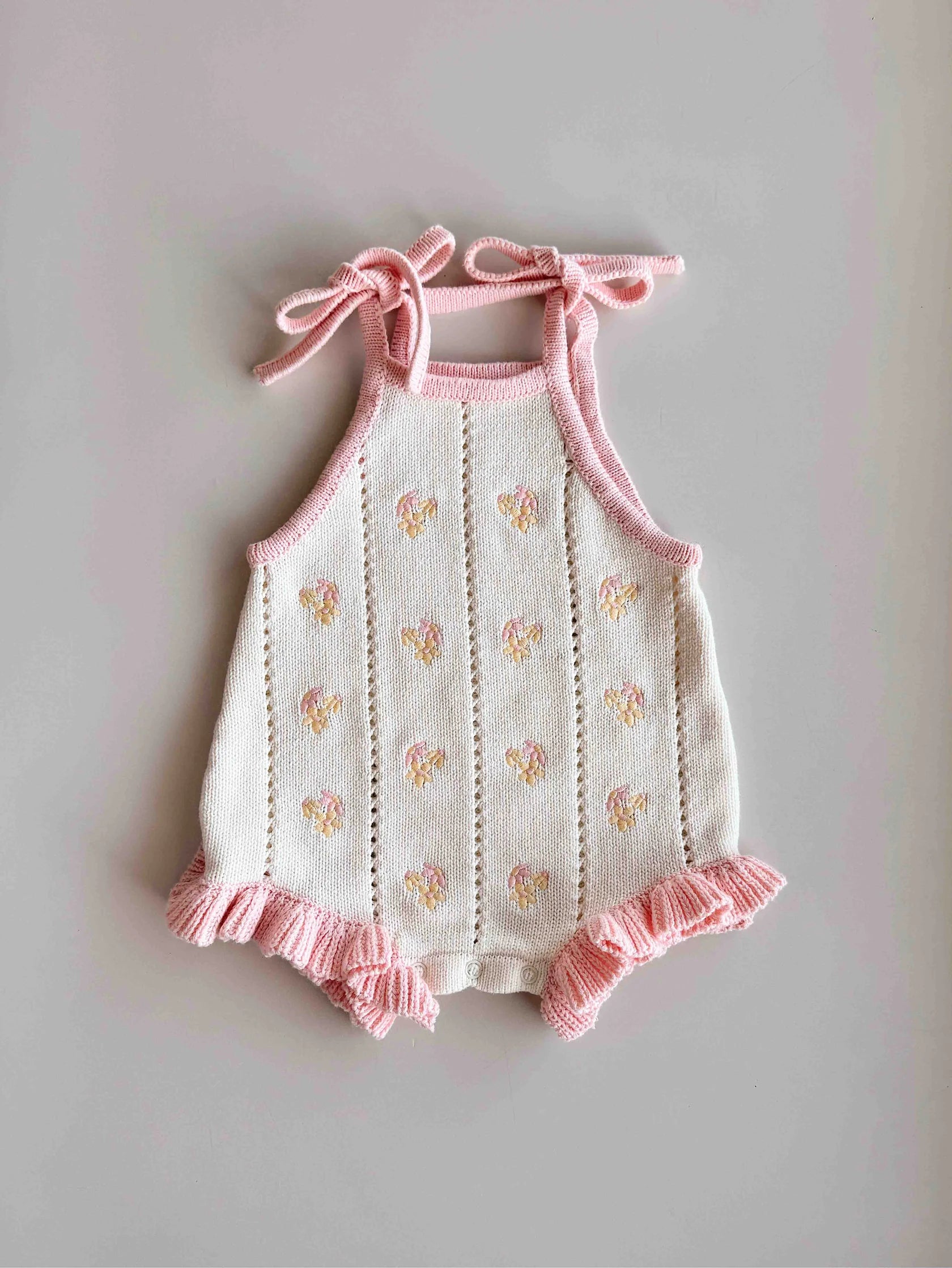 Freckles the Label - Bloom Pointelle Tie Romper Cosmos