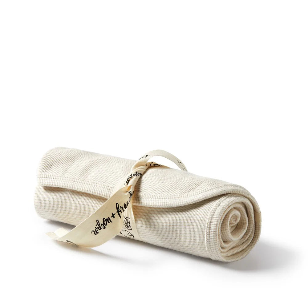 Wilson & Frenchy - Organic Stripe Rib Bunny Rug - Oatmeal