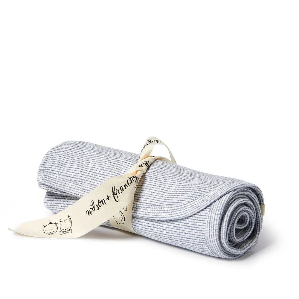 Wilson & Frenchy - Organic Stripe Rib Bunny Rug - Rain Drop