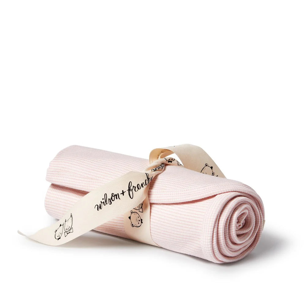 Wilson & Frenchy - Organic Stripe Rib Bunny Rug - Cantaloupe