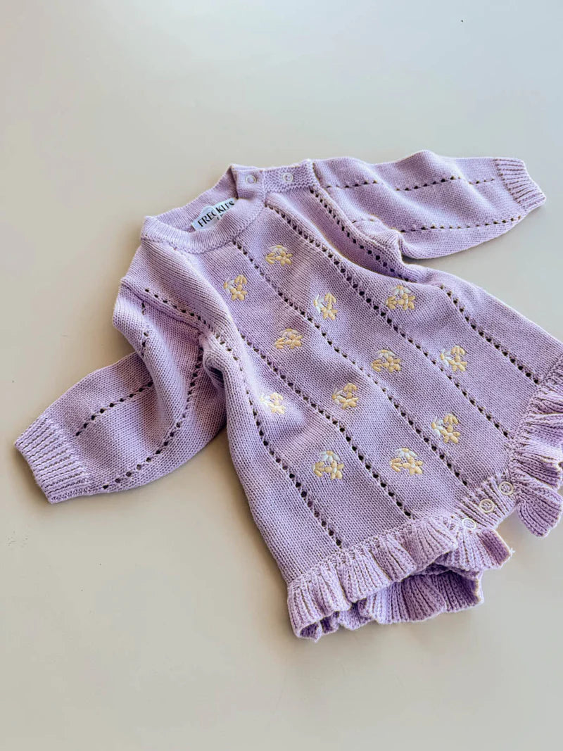 Freckles the Label - Bloom Pointelle LS Romper Aster