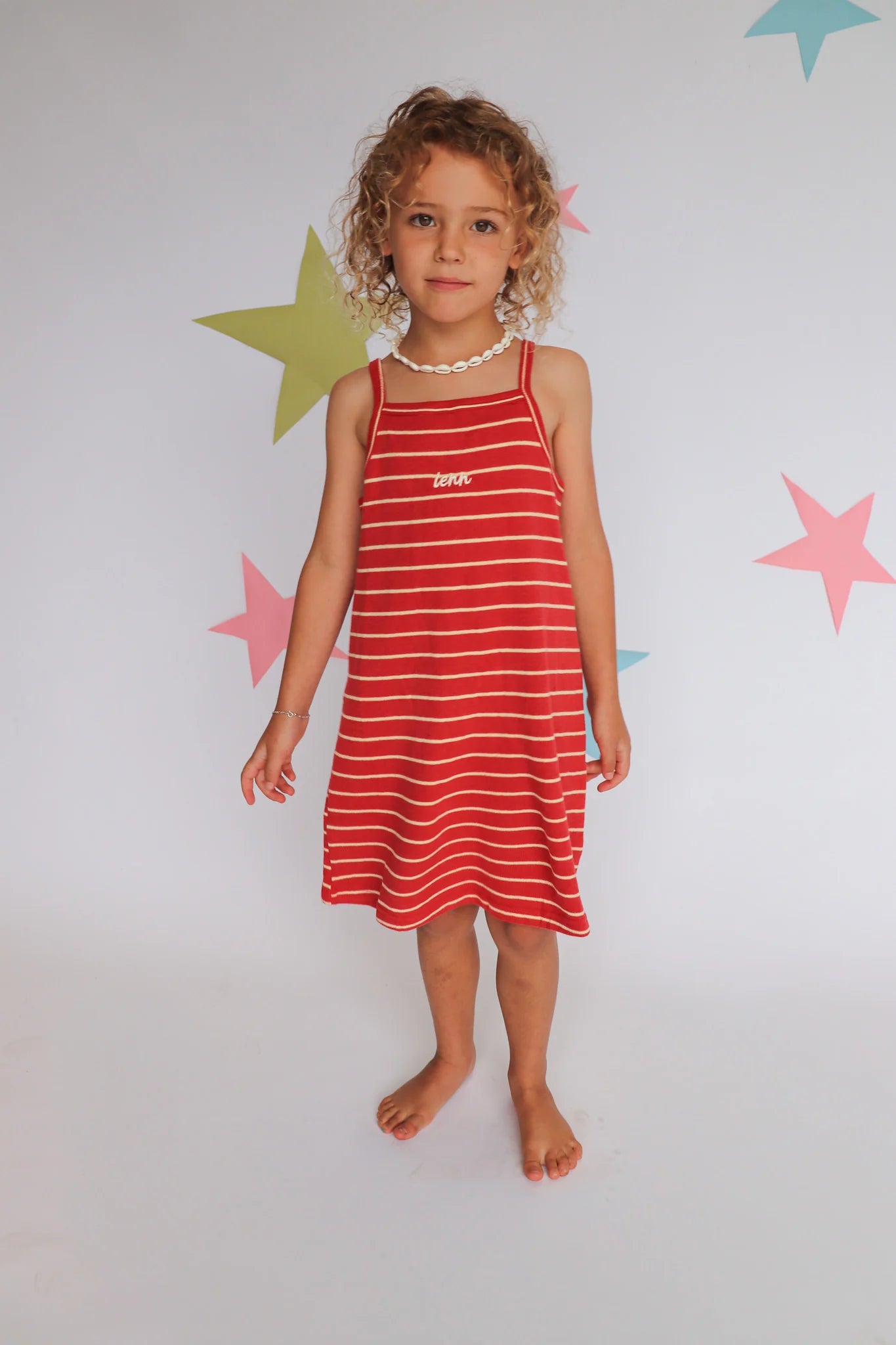 Lenn Label - Outdoors Dress Fiery Red Stripe