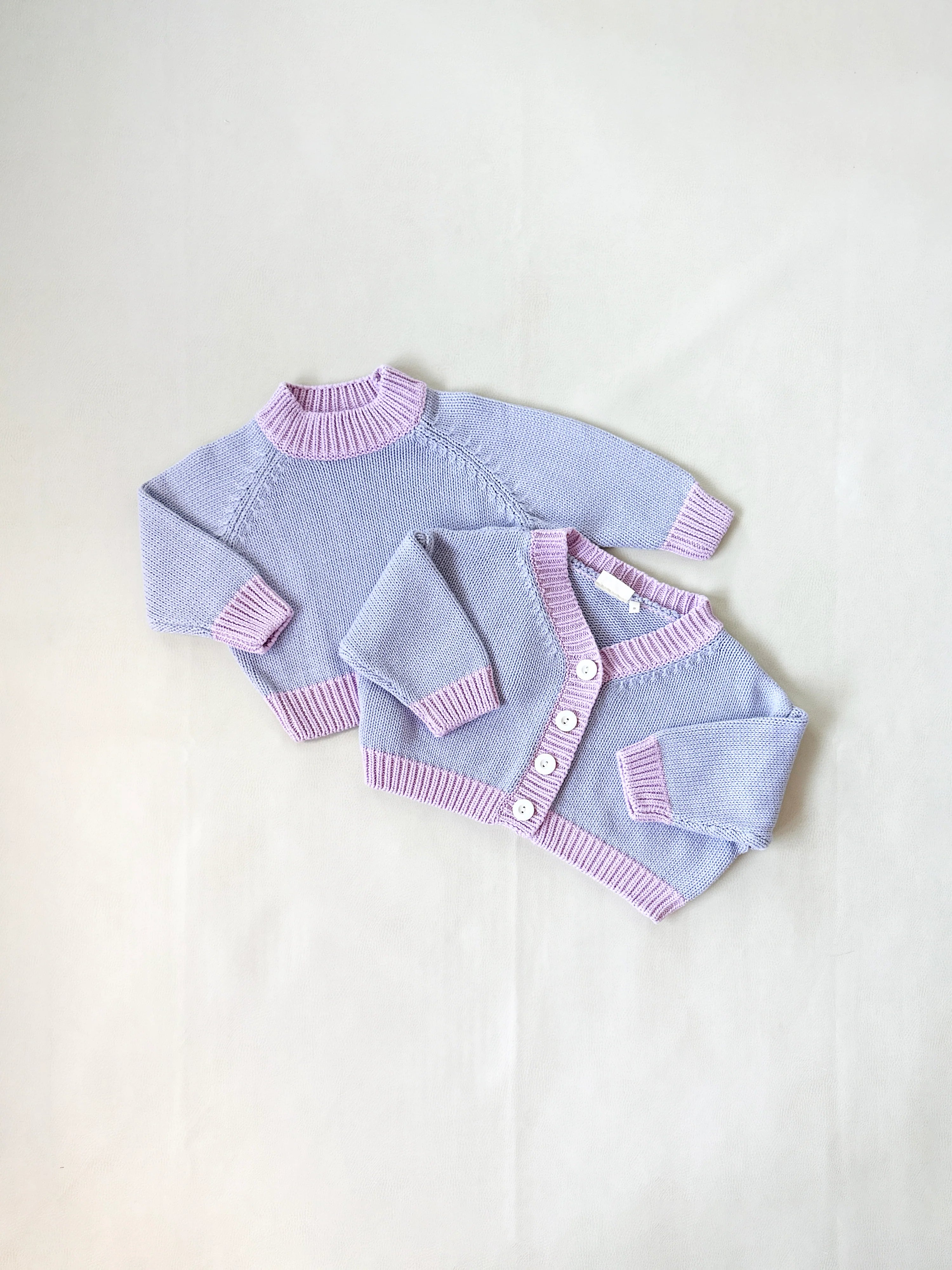 Tiny Trove - Rye Cotton Knitted Cardigan Lilac/Pink