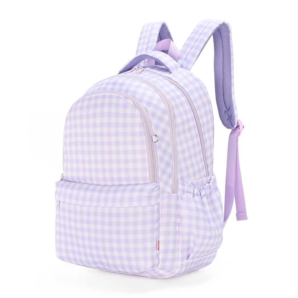 Kinnder Campus School Backpack in Lilac Gingham