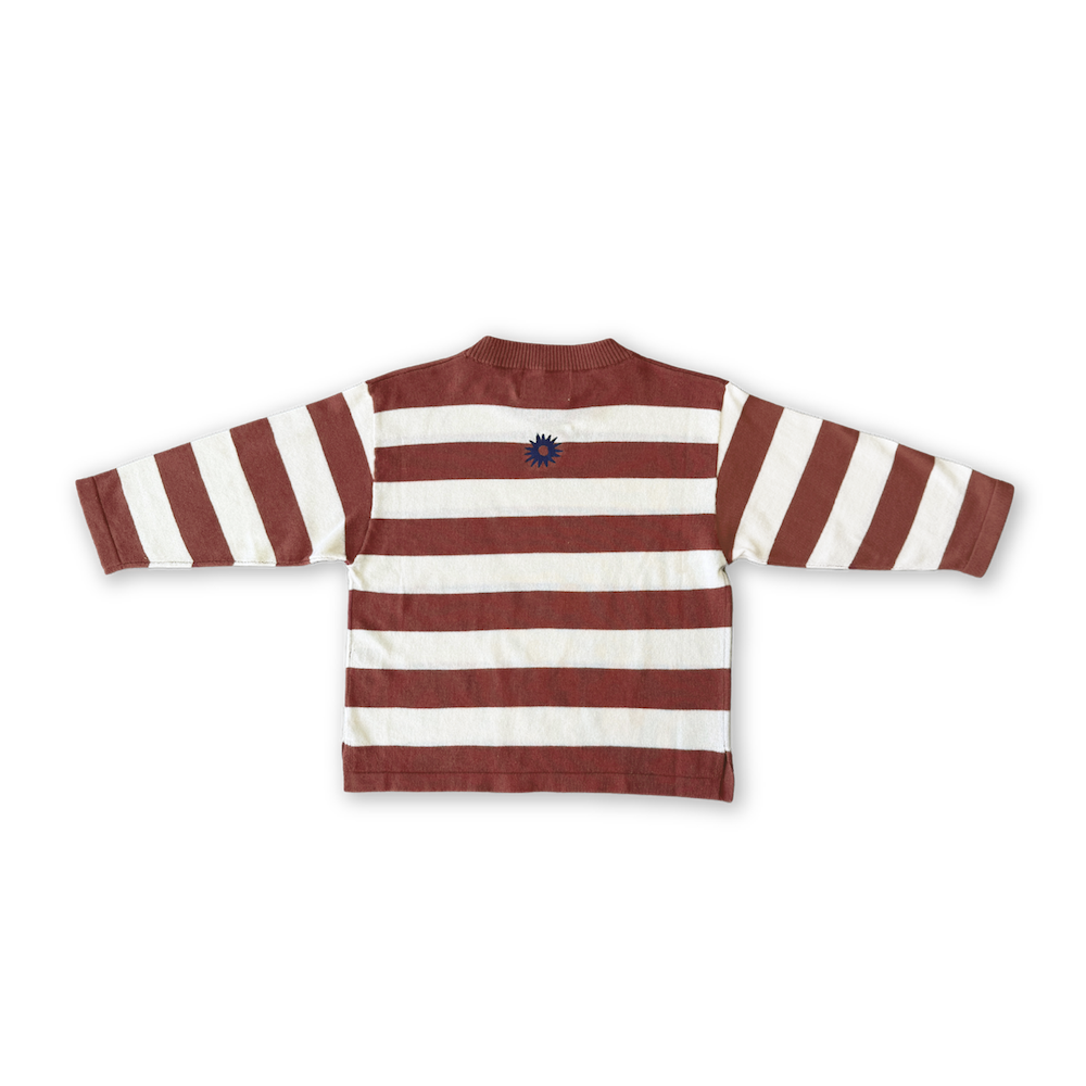 Grown - Organic Knitted Striped LS Tee Maroon