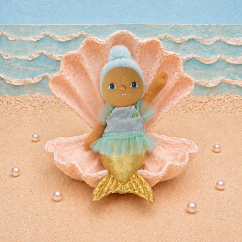Dinky Dinkum Maya Mermaid lifestyle shot on clam shell beach