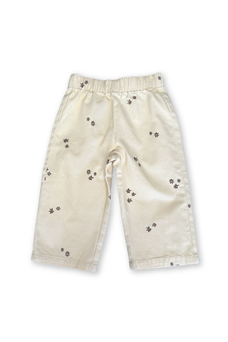 Grown - Organic Denim Wild Flower Embroidery Pant Milk