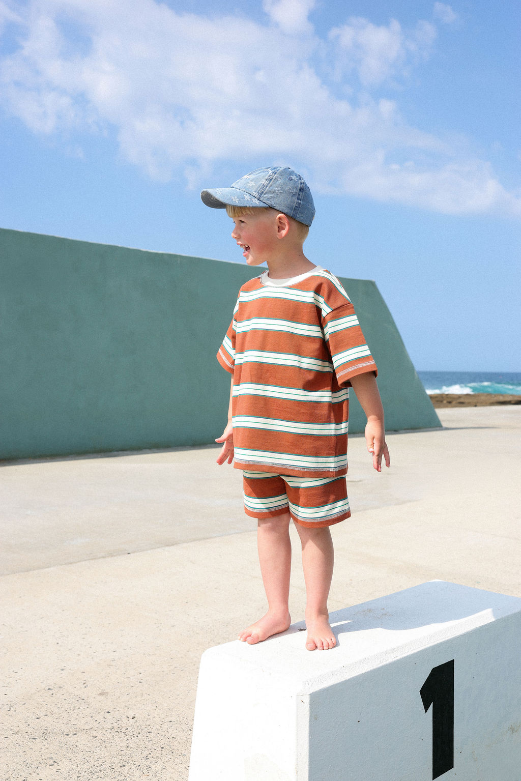 Grown - Cotton Sports Stripe Shorts Acorn