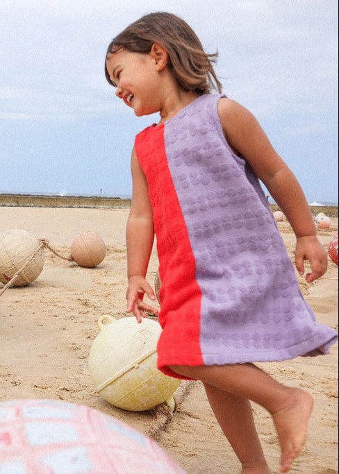 Grown - Bubble Terry Towelling Dress Fiesta & Mauve