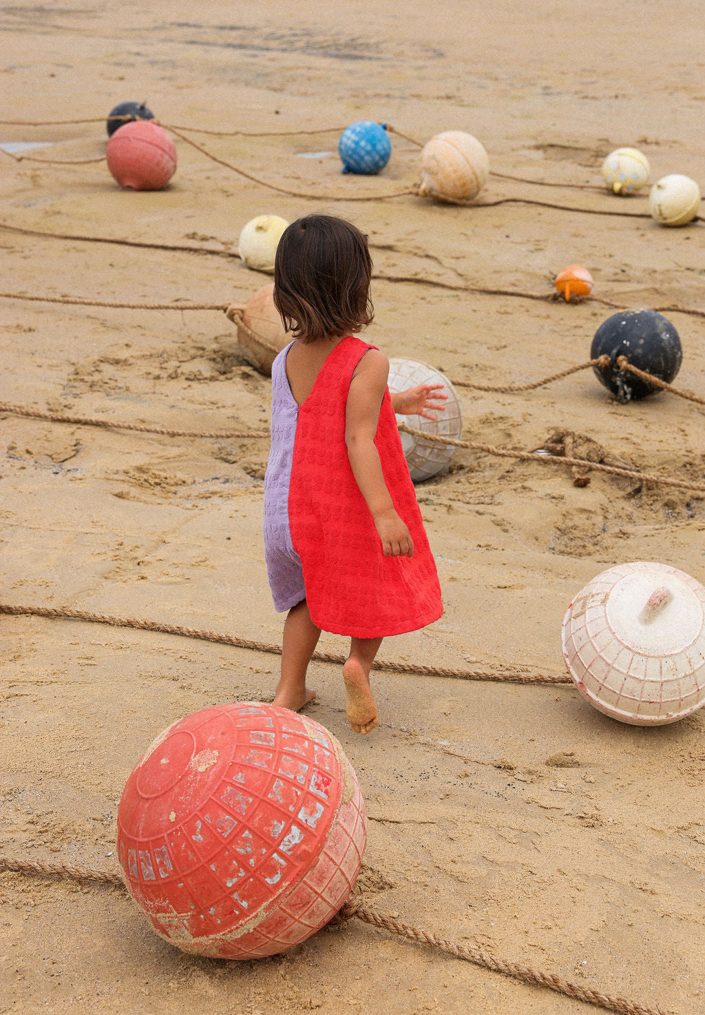 Grown - Bubble Terry Towelling Dress Fiesta & Mauve