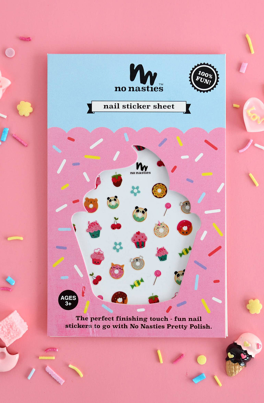 The no nasties sweet treats nail sticker sheet.