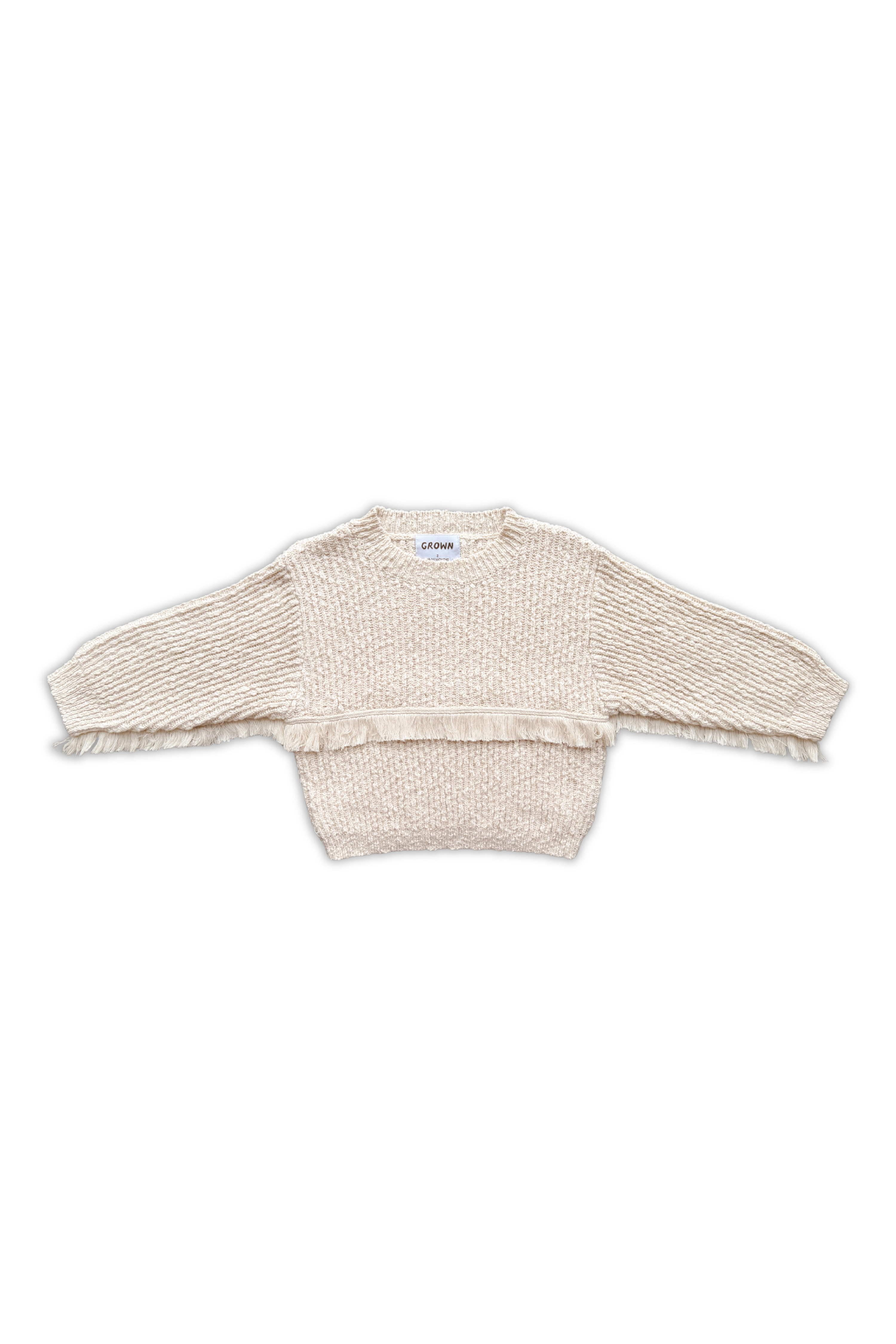 Grown - Organic Fringe Rib Knit Pull Over Natural