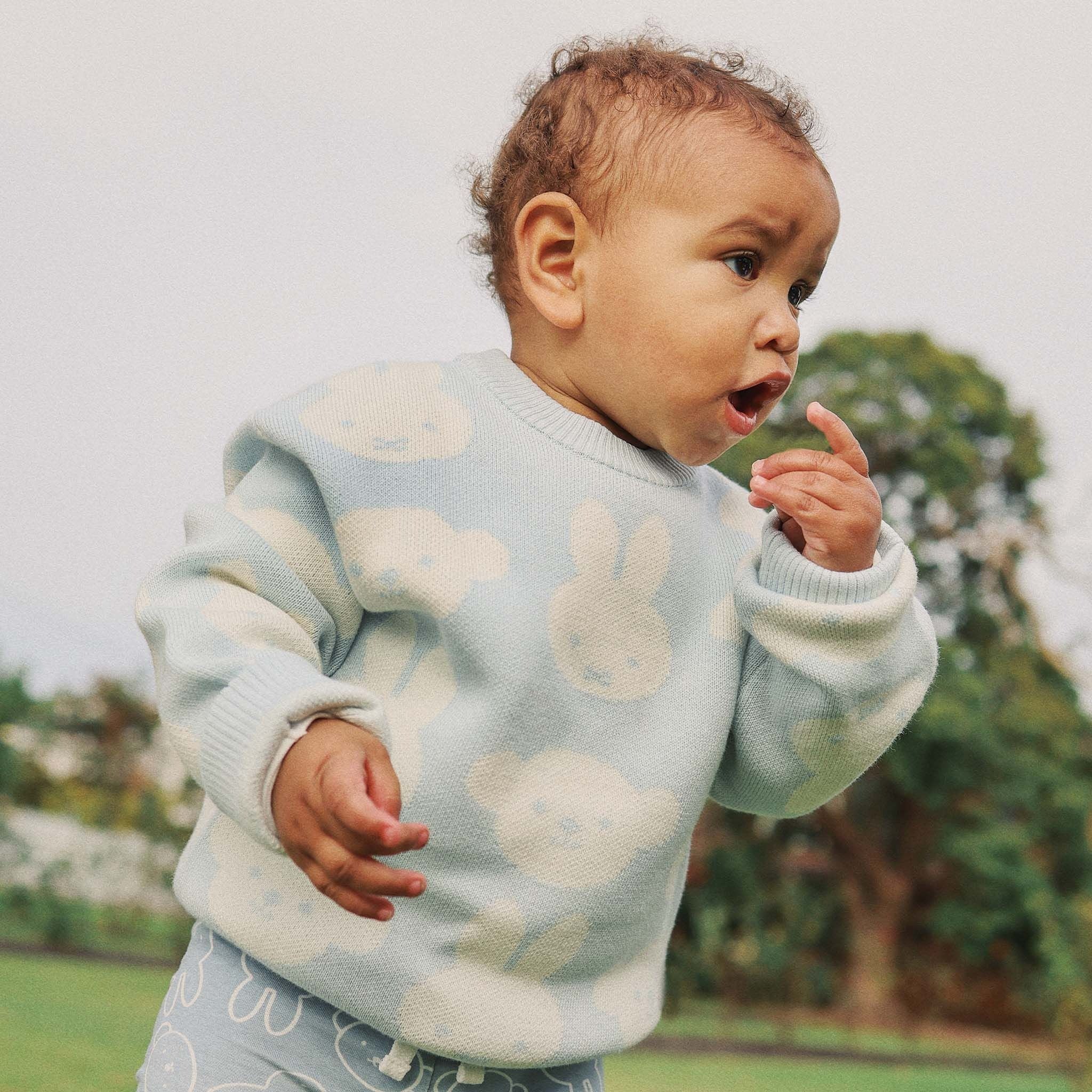 Kynd Baby - Miffy Jacquard Knit Jumper Baby Blue