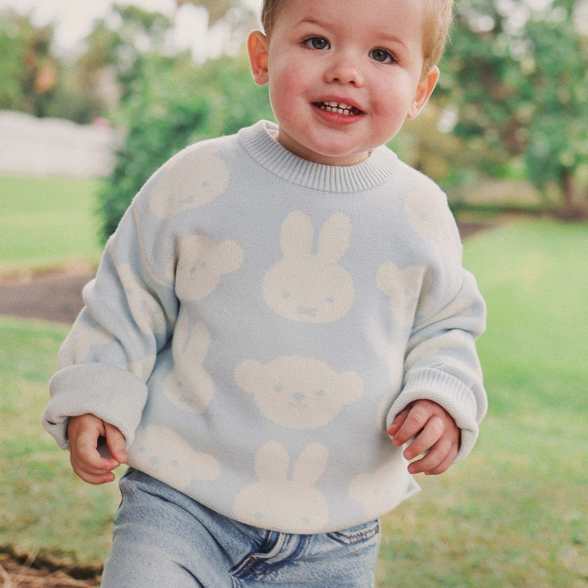 Kynd Baby - Miffy Jacquard Knit Jumper Baby Blue