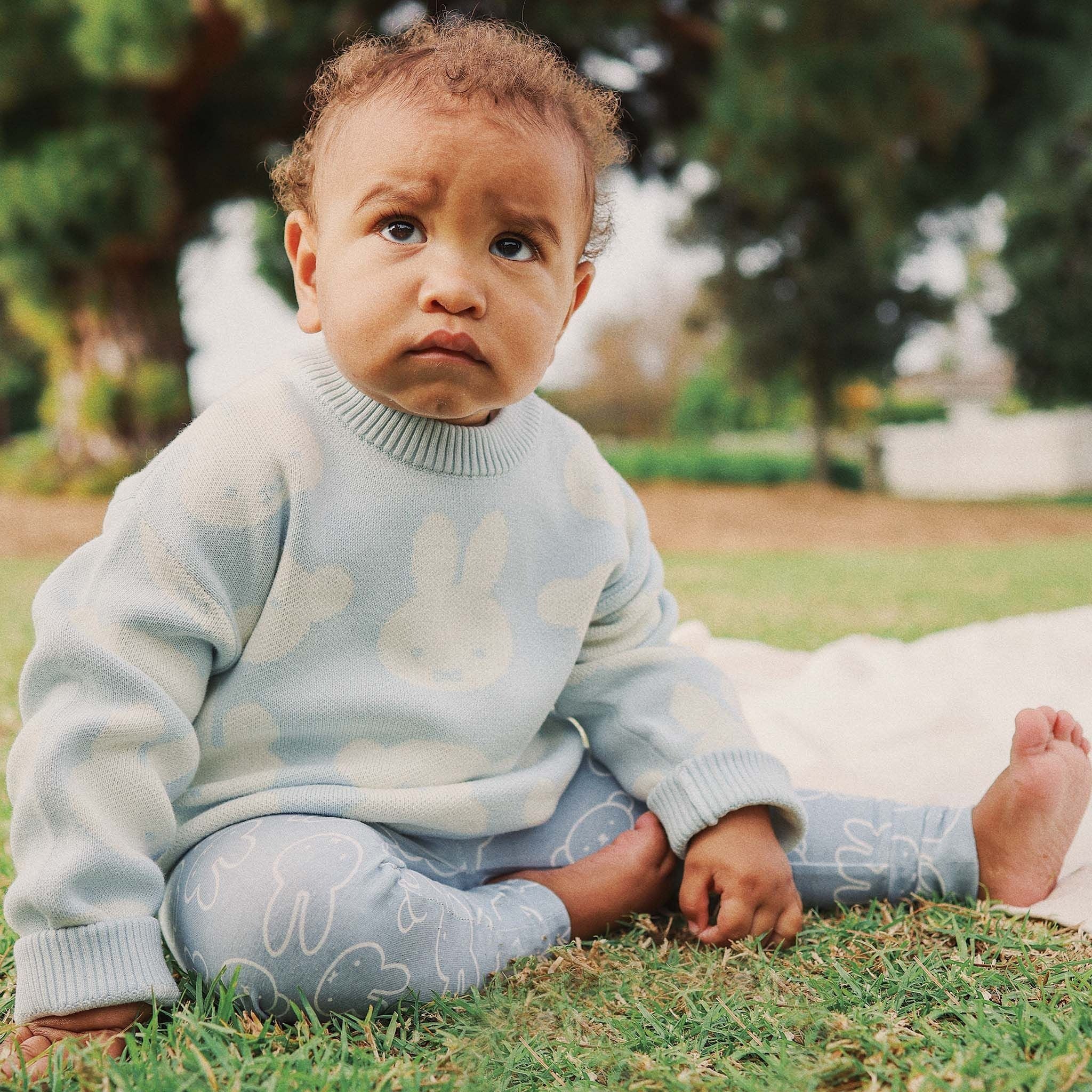 Kynd Baby - Miffy Jacquard Knit Jumper Baby Blue