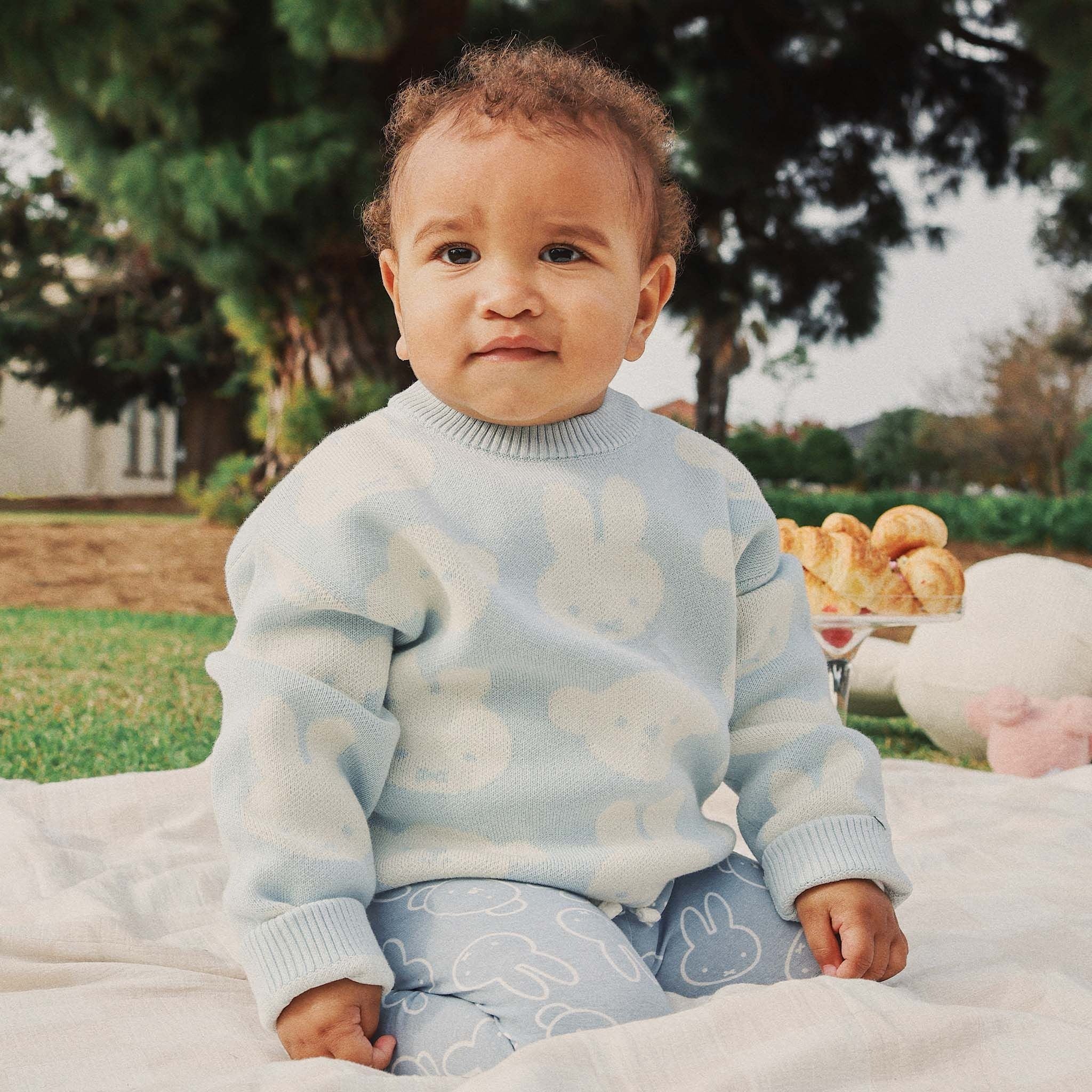 Kynd Baby - Miffy Jacquard Knit Jumper Baby Blue