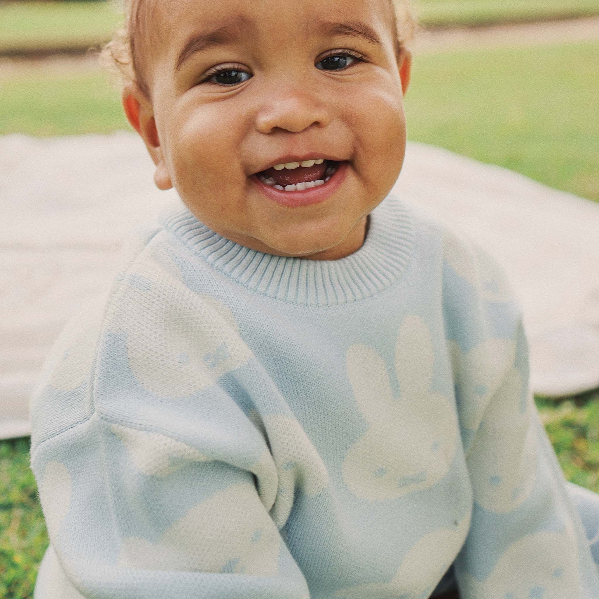 Kynd Baby - Miffy Jacquard Knit Jumper Baby Blue