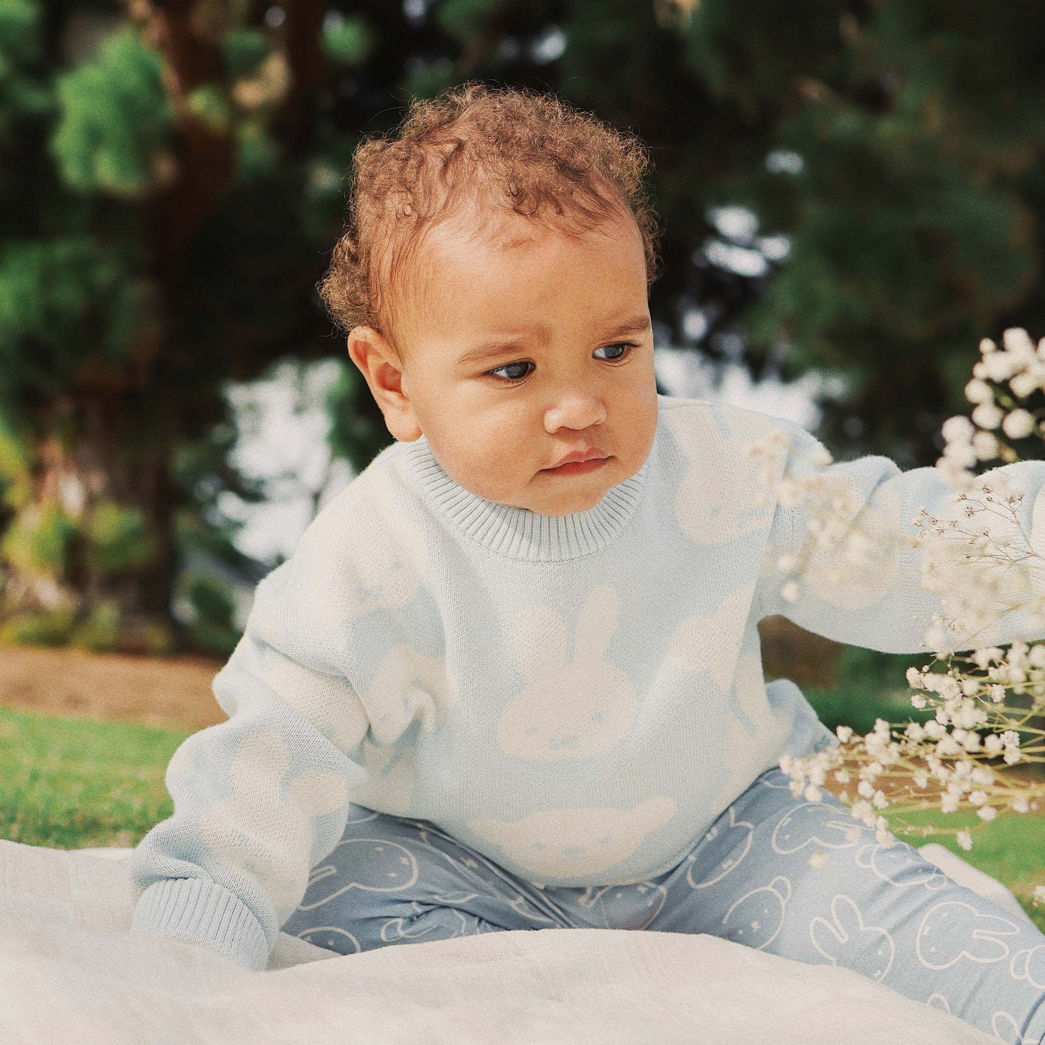 Kynd Baby - Miffy Jacquard Knit Jumper Baby Blue