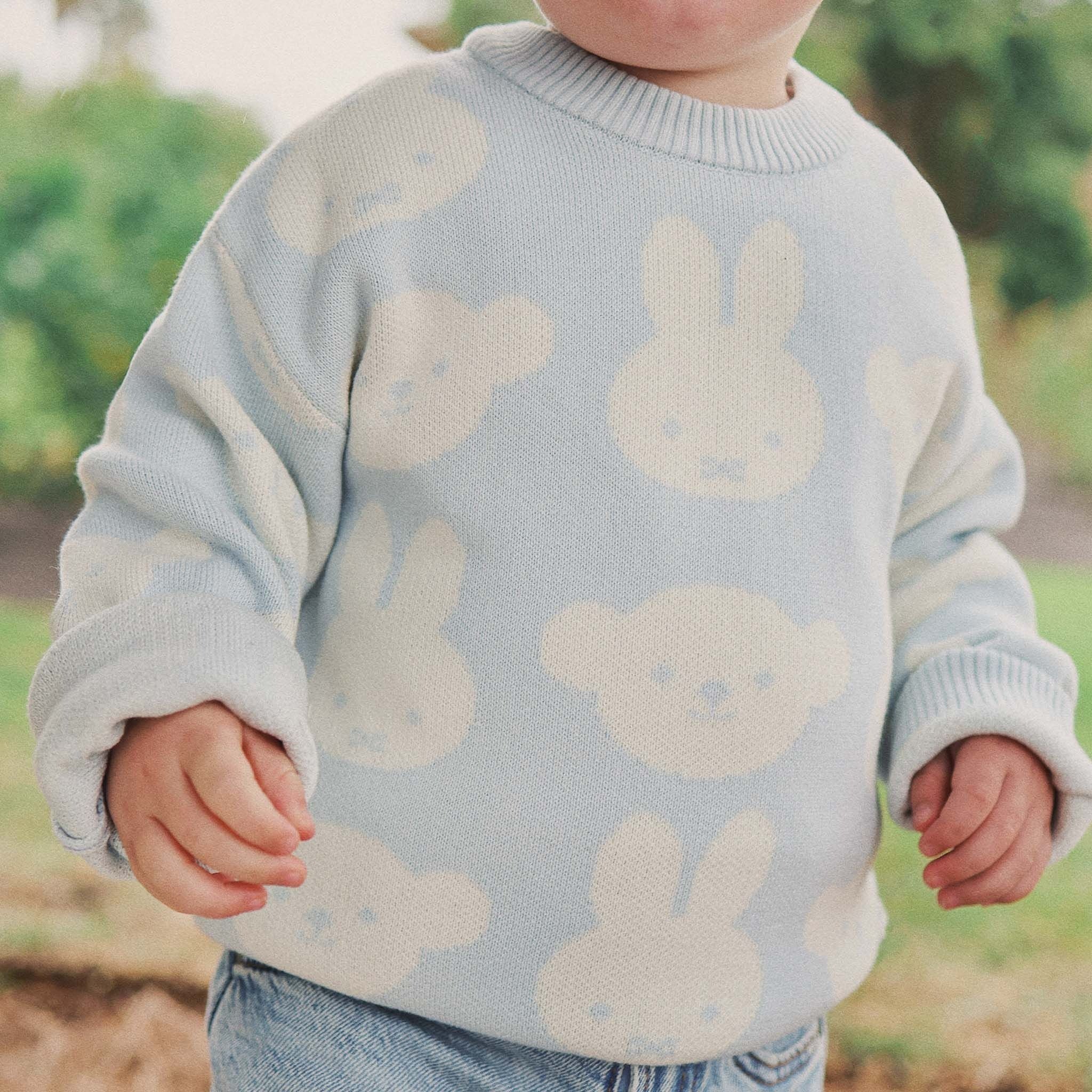 Kynd Baby - Miffy Jacquard Knit Jumper Baby Blue