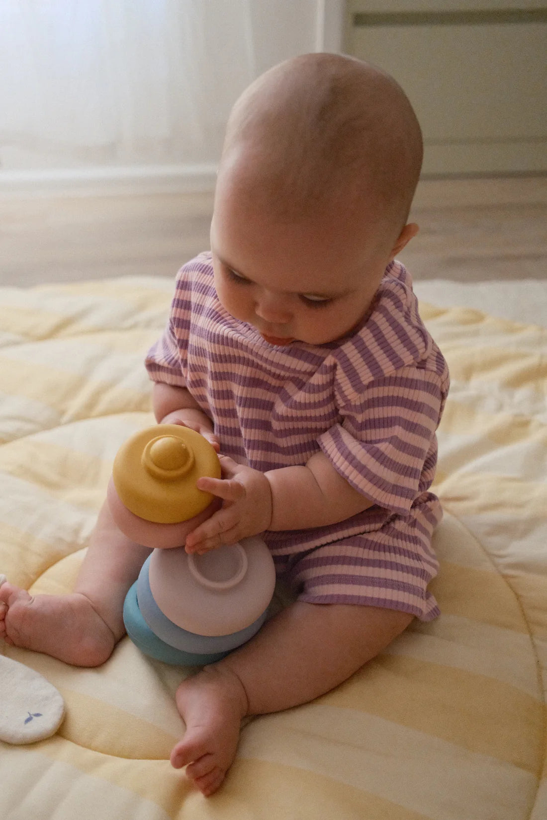 Loaila - Rib Romper Midnight Orchid Stripe