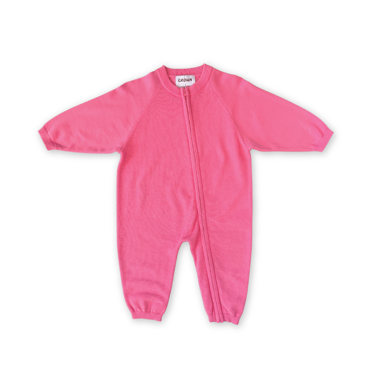 Grown - Organic Knit Zipper Starsuit Bright Sorbet