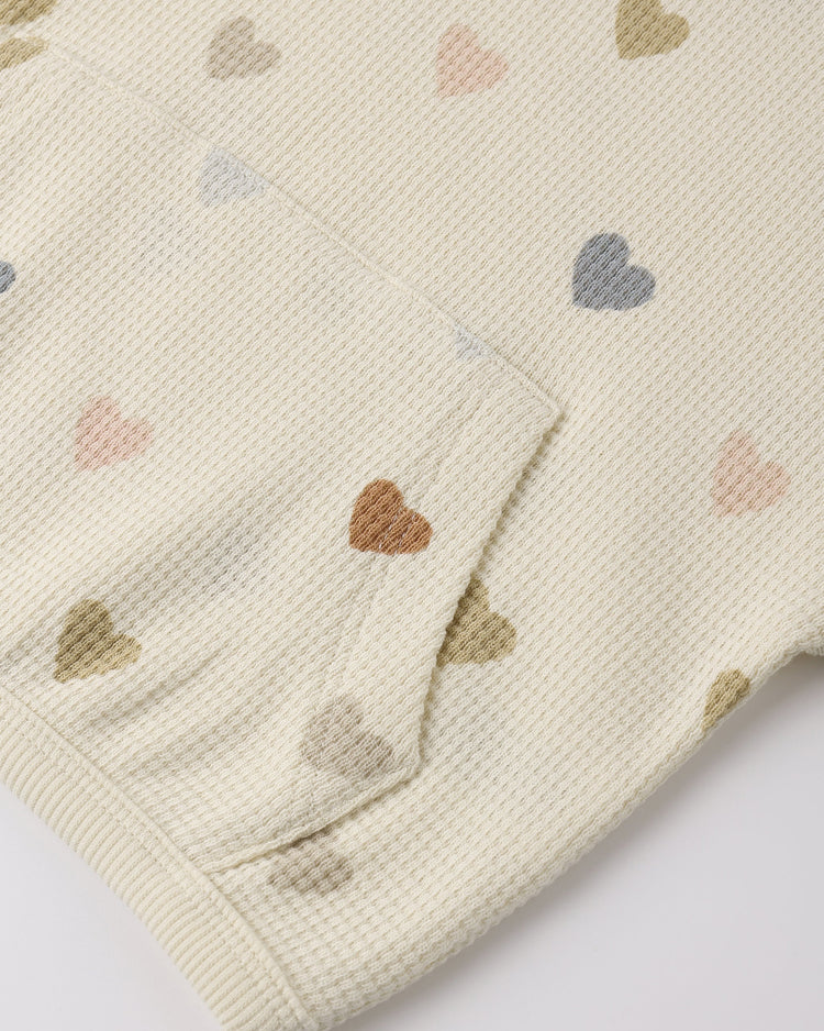 Quincy Mae - Waffle Sweater Set Confetti Hearts - Size 6-12M