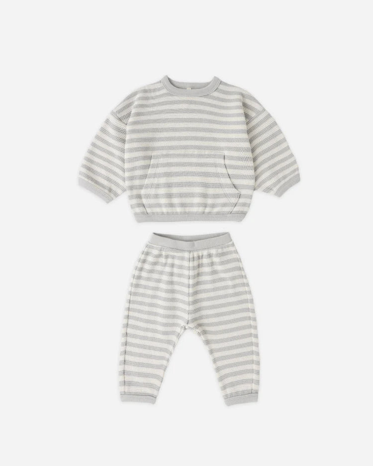 Quincy Mae - Waffle Sweater Set Sky Stripe