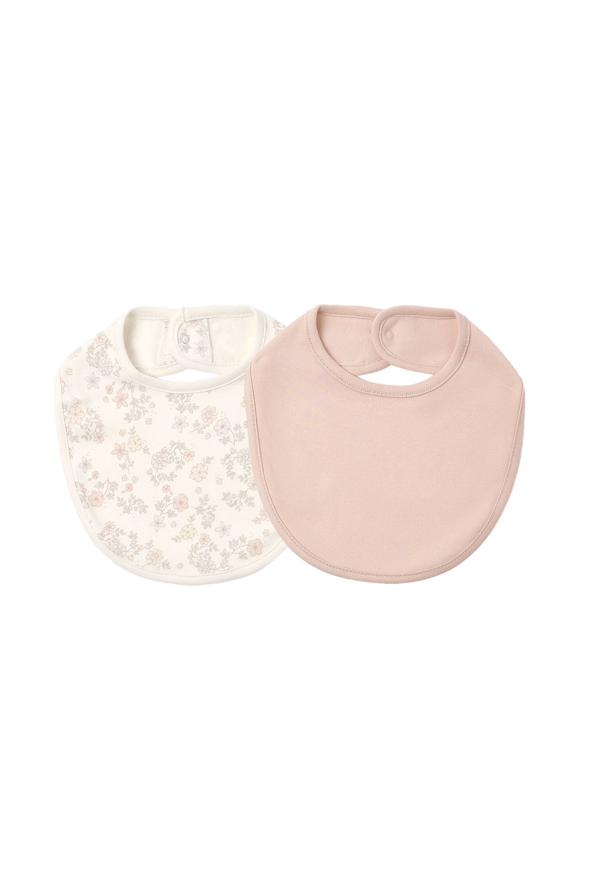 Jersey Snap Bib 2 Pack Floral Vine Dusty Rose