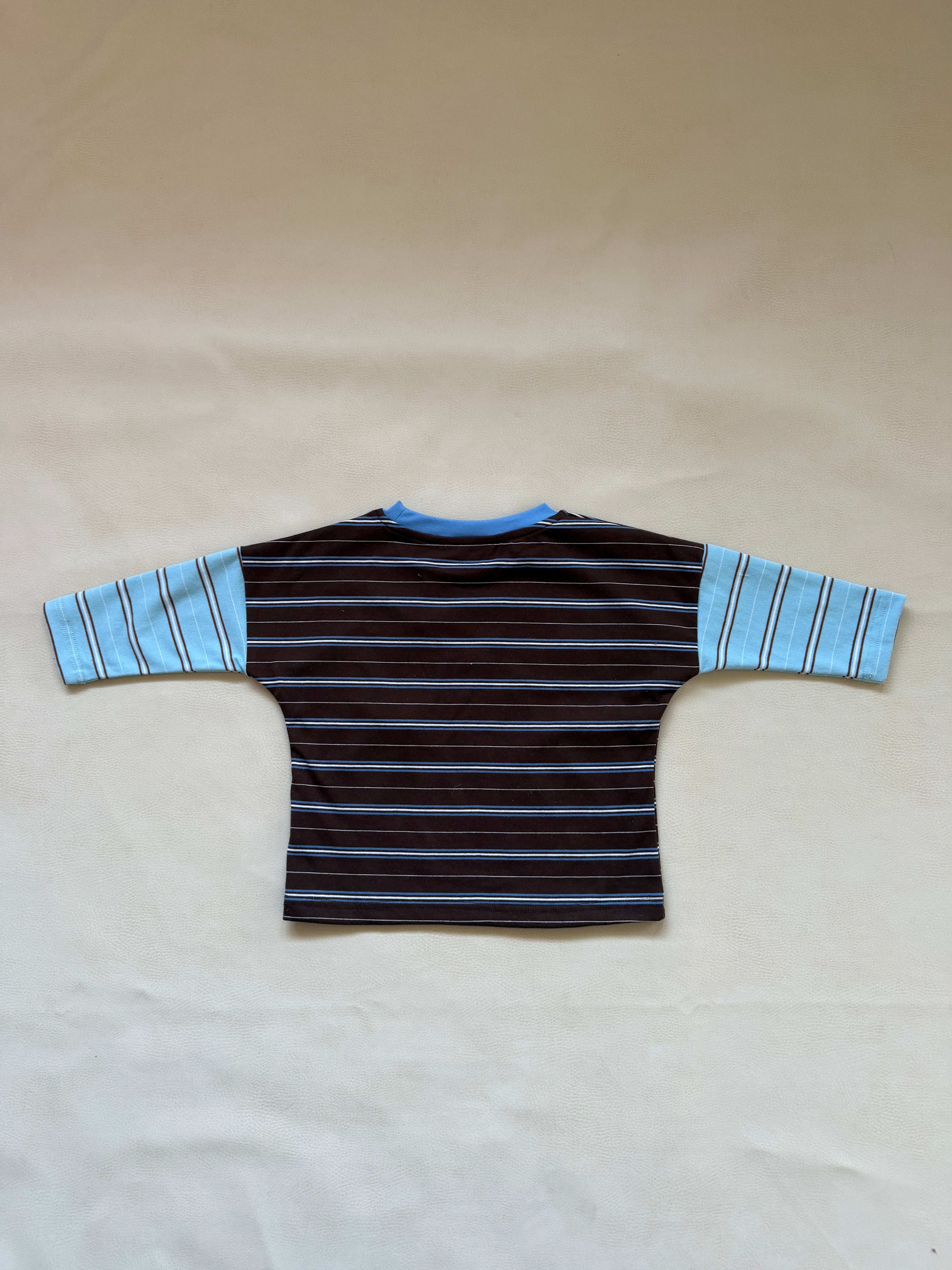 Tiny Trove - Rowan Stripe Cotton Long Sleeve Tee Cocoa/Blue