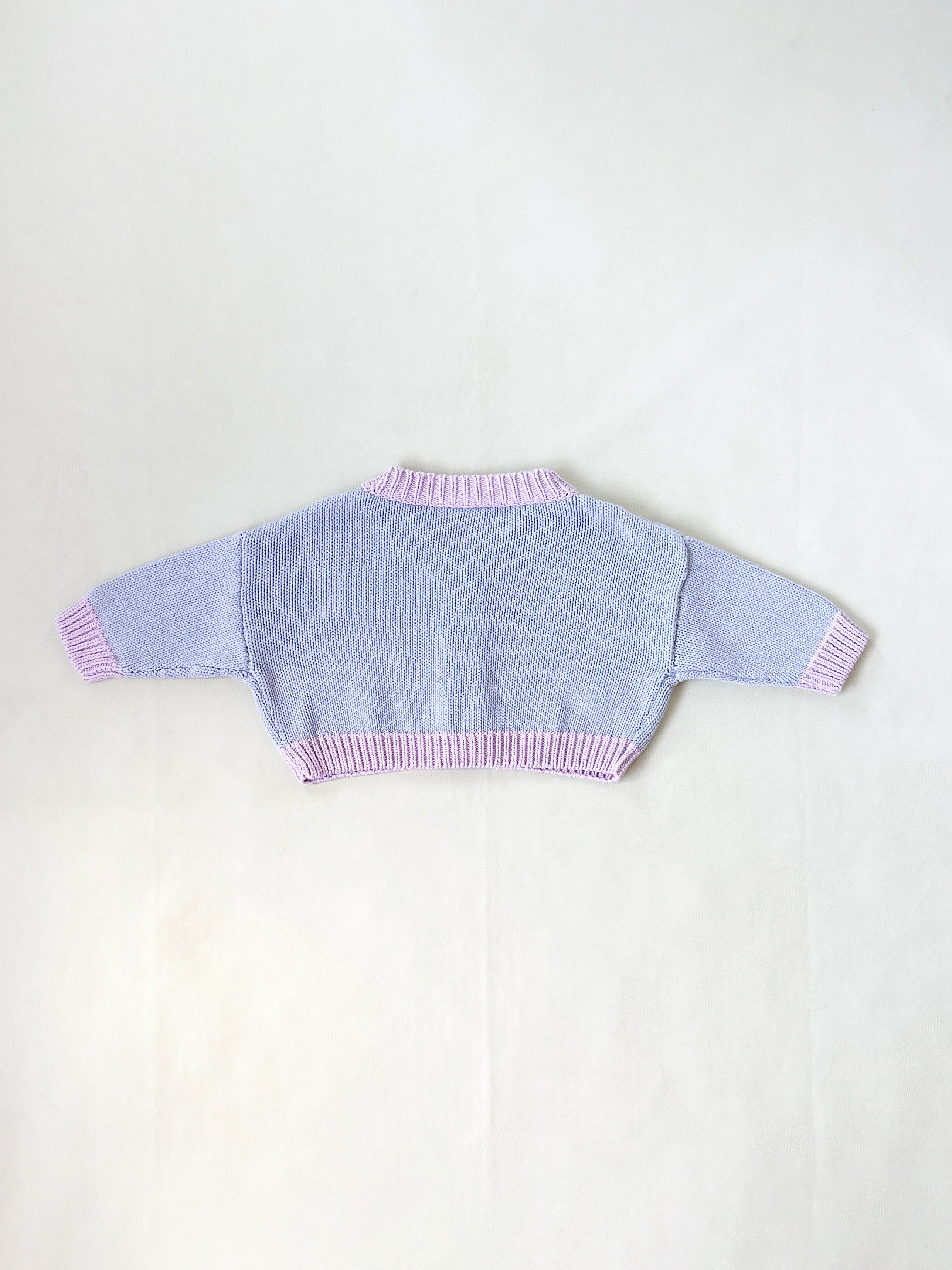 Tiny Trove - Rye Cotton Knitted Cardigan Lilac/Pink