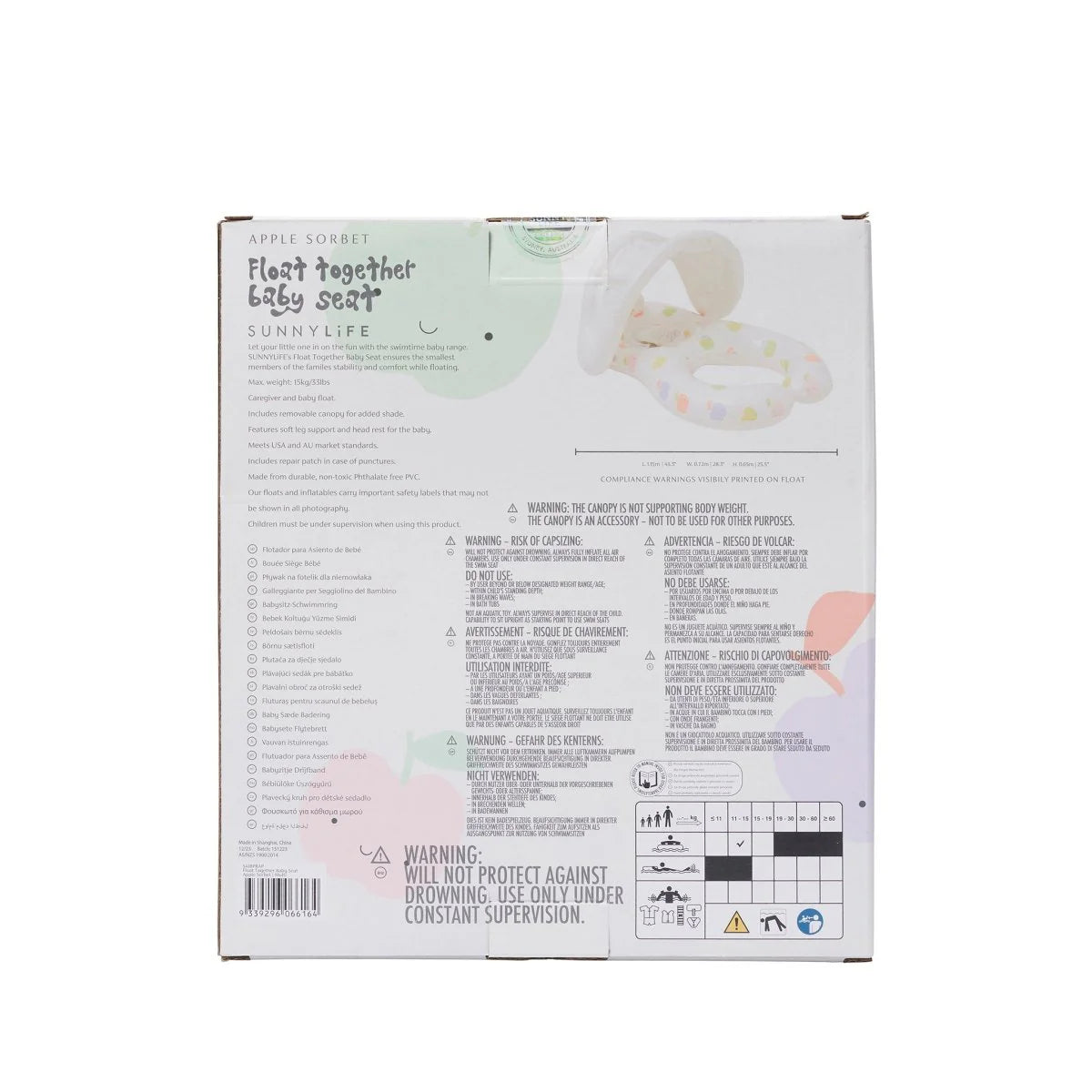 SUNNYLIFE - Float Together Baby Seat Apple Sorbet
