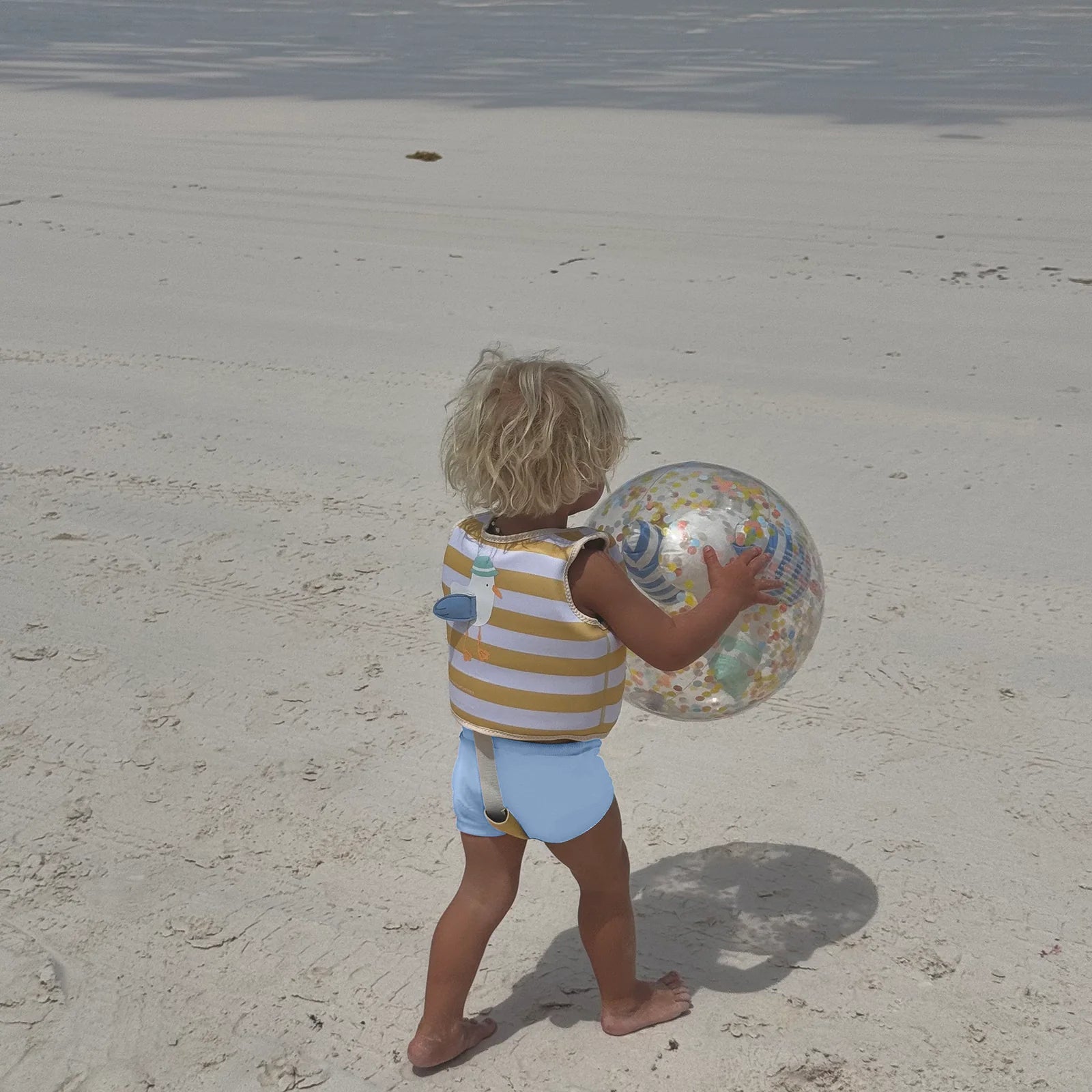 SUNNYLIFE - Kids Swim Vest Sammy the Seagull Mustard Stripe
