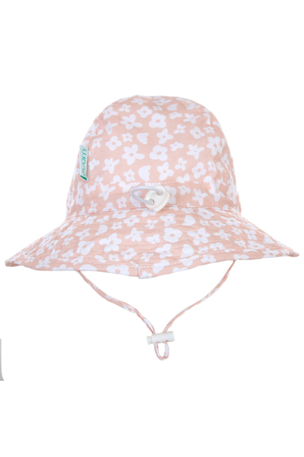 Back of Camille sunhat showing toggle and chin strap