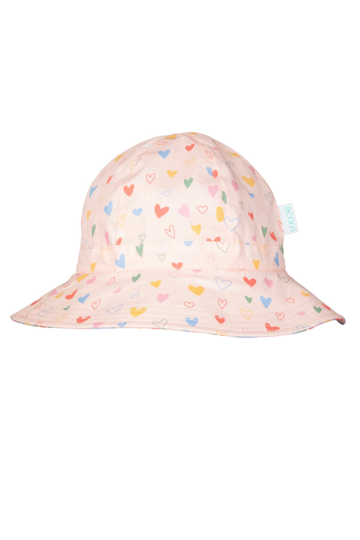 Acorn Kids - Floating Hearts Reversible Wide Brim Sunhat