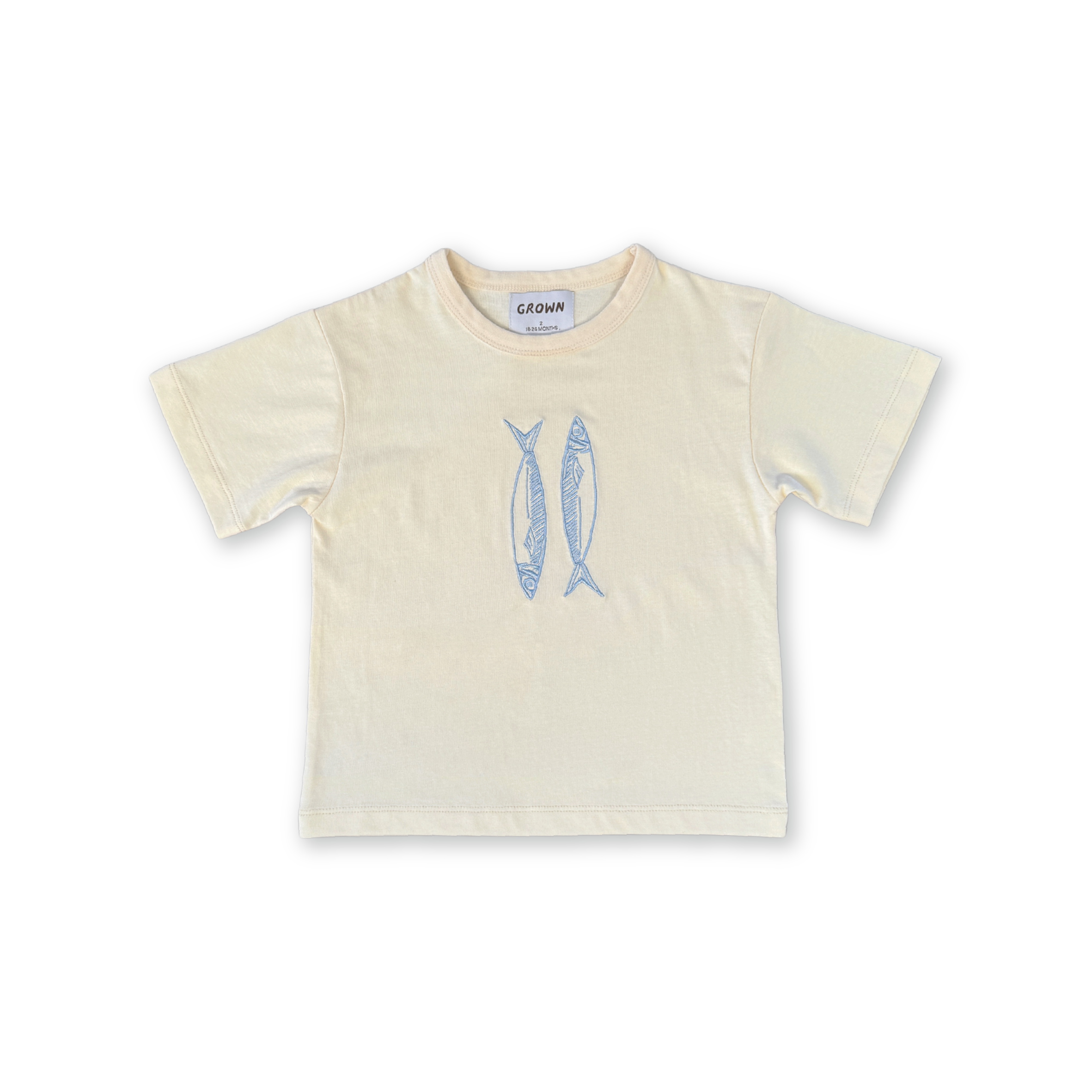 Grown - Kids Organic Sardine Embroidered Tee Milk
