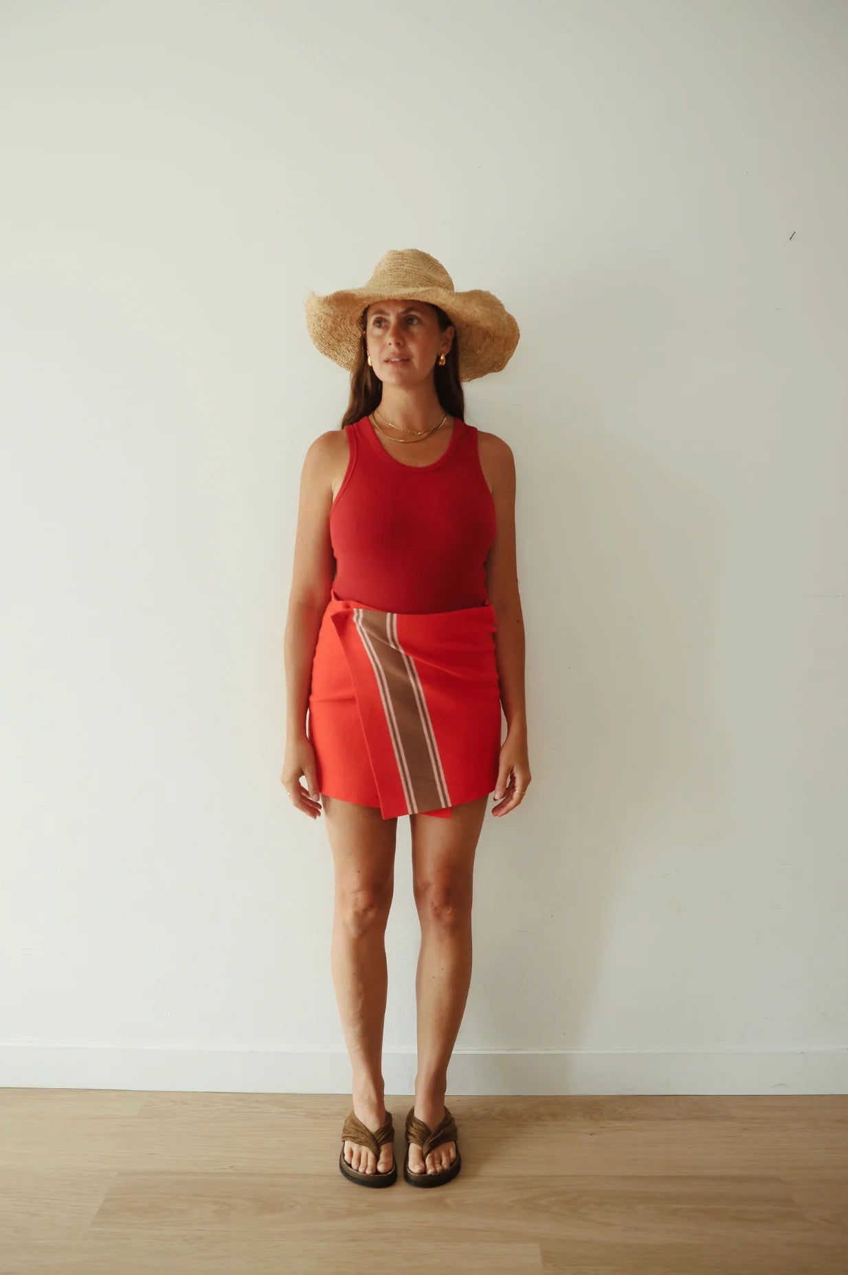 By Billie - Stripe Knit Skirt Red