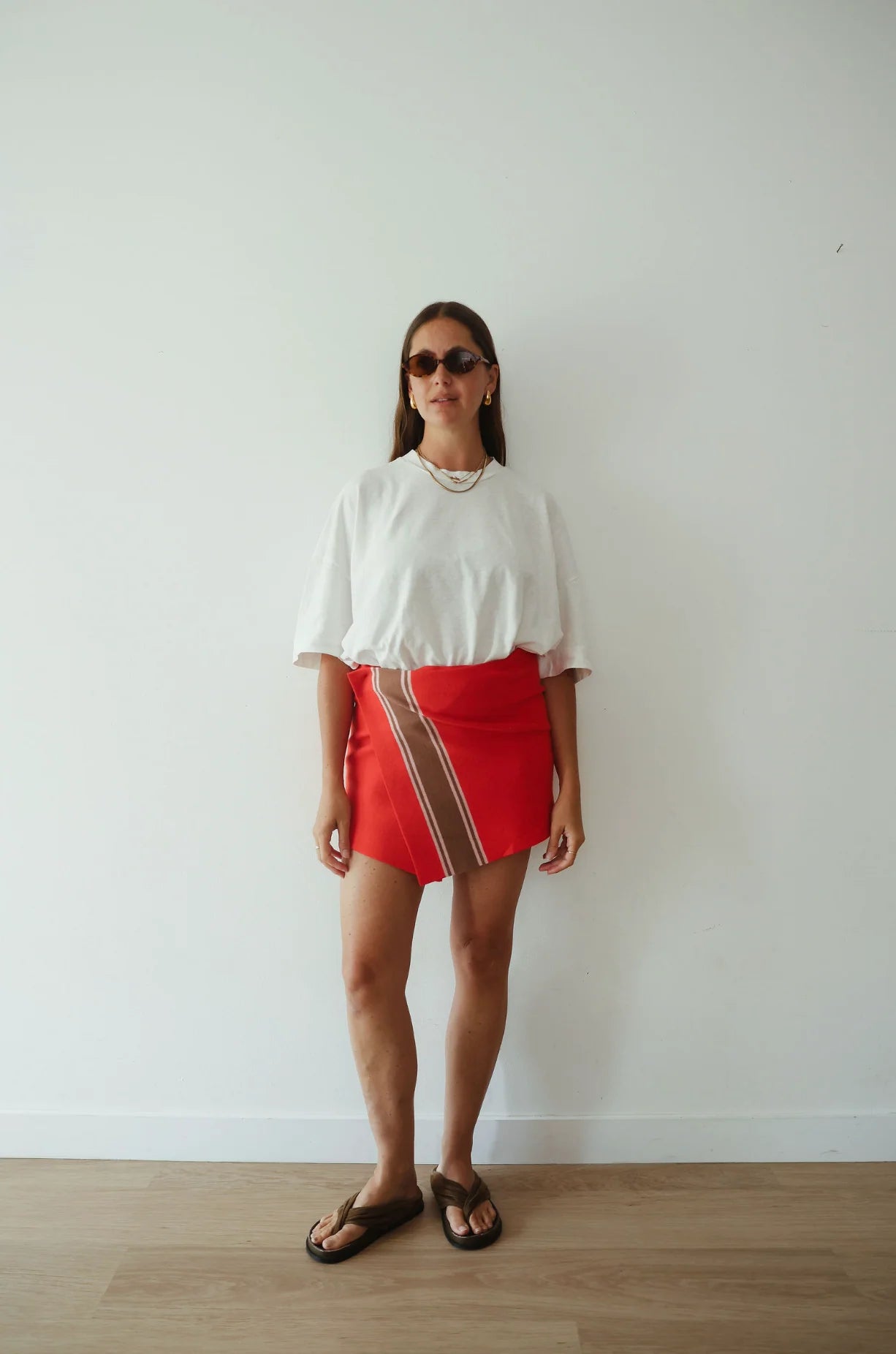 By Billie - Stripe Knit Skirt Red