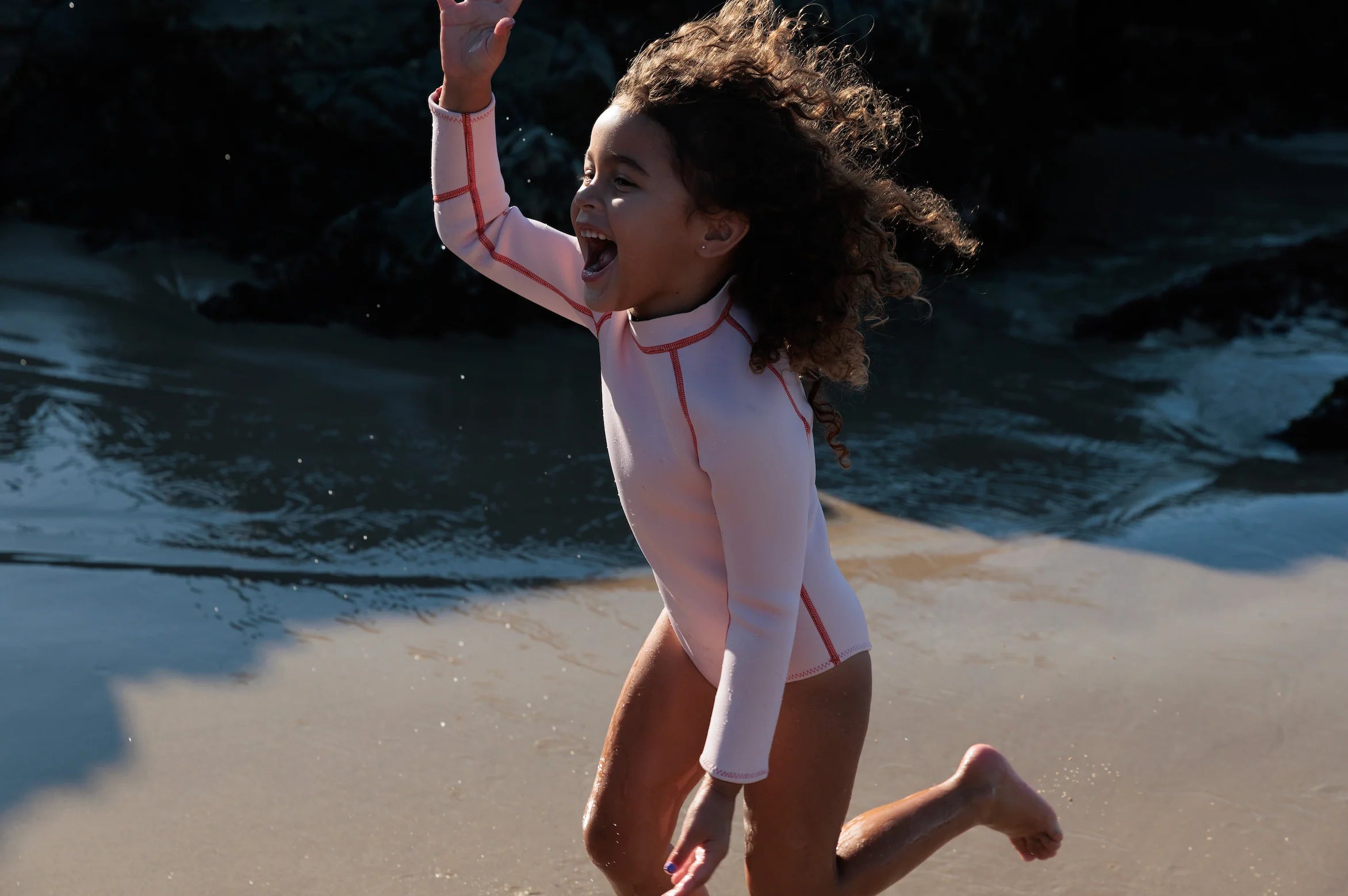 Summer Sun Label - Long Sleeve Paddle Suit Powder Pink/Tomato