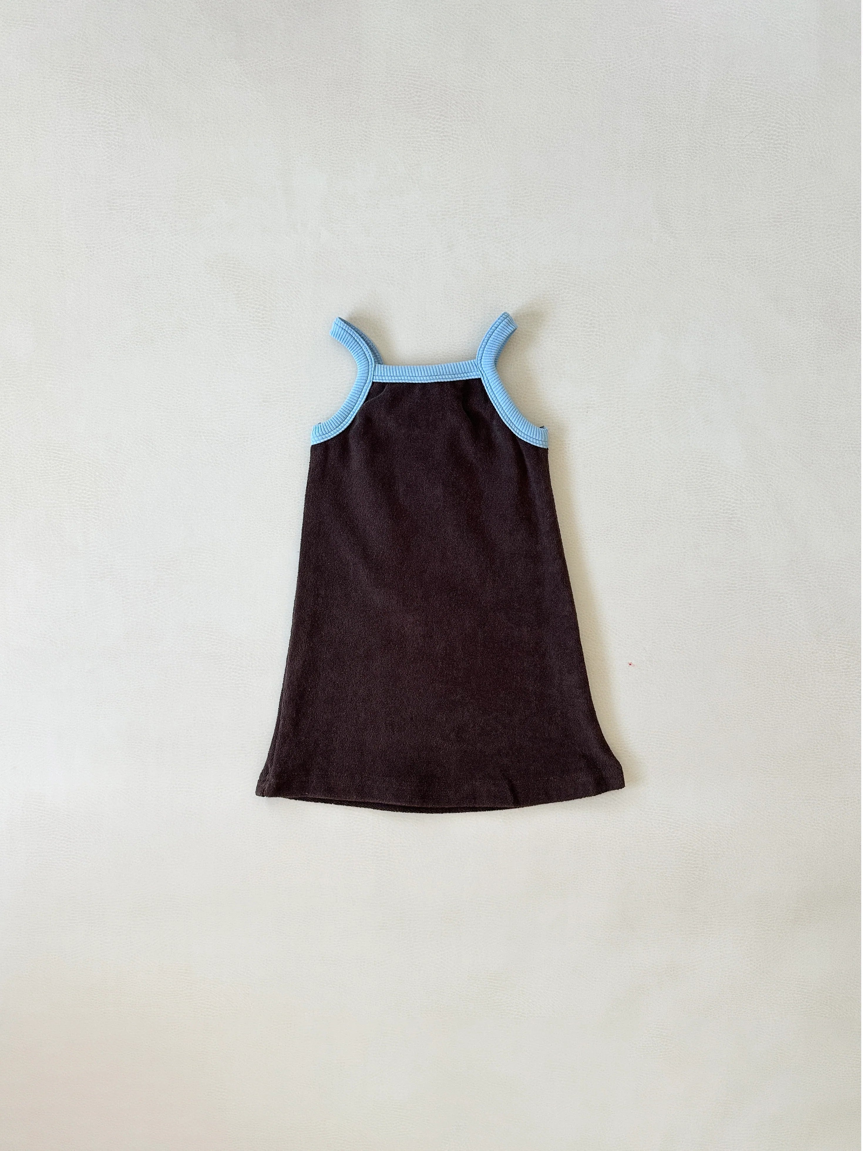 Tiny Trove - Stevie Terry Towelling Dress Dark Chocolate/Powder Blue