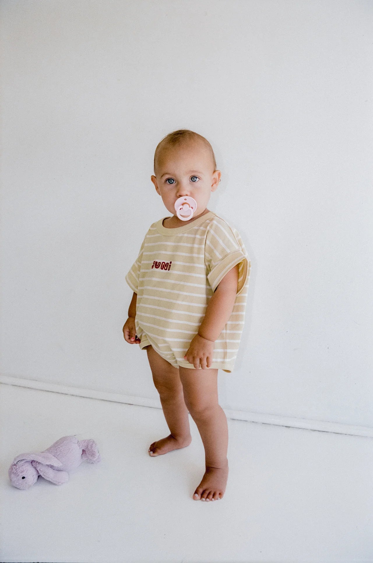 JUNI JNR - Riley T-Shirt Romper Butter Stripe