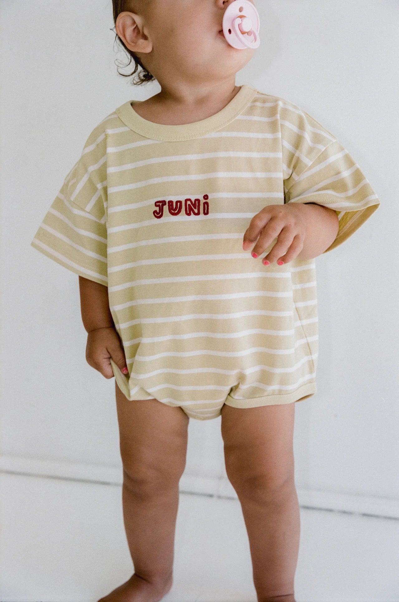 JUNI JNR - Riley T-Shirt Romper Butter Stripe